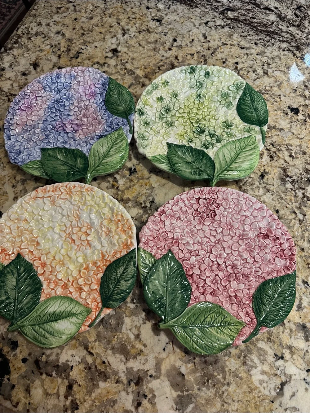 Handmade Floral Ceramic Wall Plaque - Pink, Blue, Green, Orange FROM ITALY